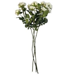 4 PCS Rose Artificial Flowers, White Roses with Stems